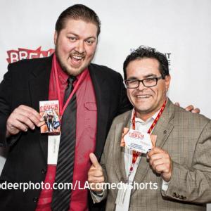 Derek Easley with LJ Rivera promoting Casting Couch at the LA Comedy Shorts Film Festival 2013