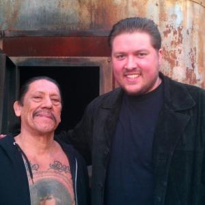 Danny Trejo and Derek Easley working on the set of Bullet and doing an interview for Typecast