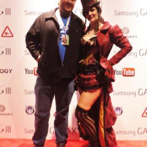 On the red carpet with Kat Sheridan at the Legendary Pictures party at New York Comic Con.