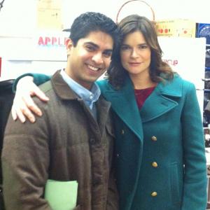 On the set of The Michael J Fox Show with Betsy Brandt