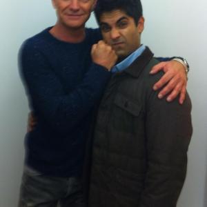 With Sting on the set of The Michael J Fox Show