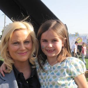 On set of Parks and Recreation 2010 with Amy Poehler