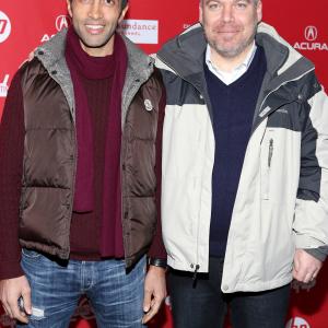 Mosab Hassan Yousef (L) and Gonen Ben Yitzhak attend the premiere of 