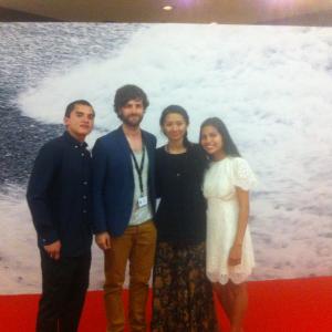 Roger Batalla with Songs my brothers taught me starring cast and director at Cannes 2015