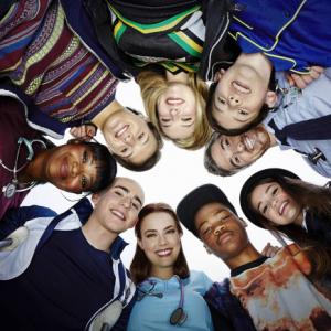 Steven Spielberg, Octavia Spencer, Dave Annable, Charlie Rowe, Ciara Bravo, Álex Martínez, Griffin Gluck, Zoe Levin, Rebecca Rittenhouse and Astro in Red Band Society (2014)