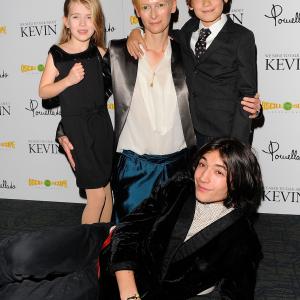 Tilda Swinton Ezra Miller Ashley Gerasimovich and Jasper Newell at event of We Need to Talk About Kevin 2011