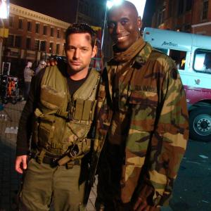David Gere with Lance Reddick on the set of Steve Niles Remains  2011