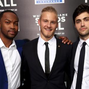 Ser'Darius Blain, Alexander Ludwig and Matthew Daddario strike a pose on the red carpet for When the Game Stands Tall