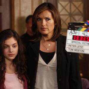 Behind The Scenes photo of Mariska Hargitay and Odeya Rush on the set of Law & Order: Special Victims Unit