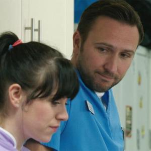 Gemma-Leah Devereux and Alex Walkinshaw as Aoife and Fletch in Casualty