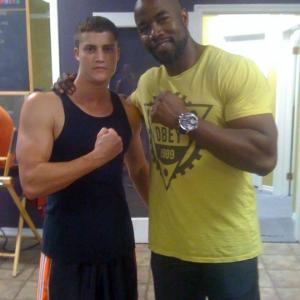 Director Micheal Jai White on set With Beau Brasseaux on Never Back Down 2