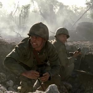 Richard Huggett as Major Coyle (left) and Sebastian Bertoli as Marine 6 (right) from HBO's 