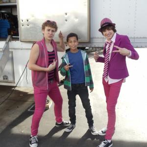 Marcus on set of The Wedding Band with Braeden Lemasters and Kevin Austin