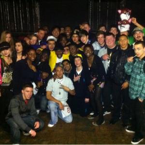 Ben Probert on-set with the cast for Boy Better Know, JME and Adam Deacons music video 