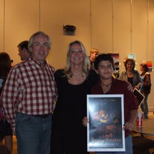 Rob Vanskike Producer Darla Enlow Director and Tryston Skye Young Bobby Riser at the Premiere of The Last Trick or Treater a Next Monkey Productions Film