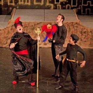 Tryston Skye as Razoul in Aladdin, Jr. pictured with Matt Graves and Joe Lyon - Evans Children's Theater
