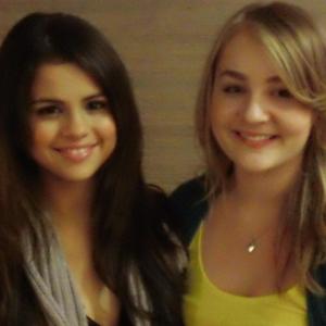 Kendal with Selena Gomez on the set of 