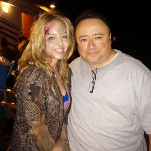 Gabriel Campisi with Sydney Sweeney on the set of The Horde