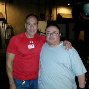 Gabriel Campisi with Nestor Serrano on the set of The Horde.