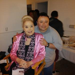 Hollywood legend Sally Kirkland and Gabriel Campisi on the set of Buddy Hutchins