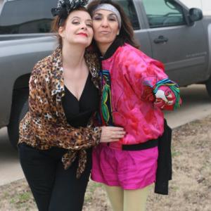 Debra Theaker with Leticia Magaa on location filming MANGUS!