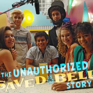 Still of Tiera Skovbye, Dylan Everett, Sam Kindseth, Julian Works, Taylor Russell and Alyssa Lynch in The Unauthorized Saved by the Bell Story (2014)