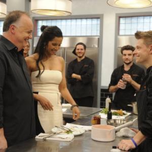 Still of Padma Lakshmi, Marcel Vigneron, Richard Blais, Spike Mendelsohn and Tony Mantuano in Top Chef: Advantage Chef (2010)