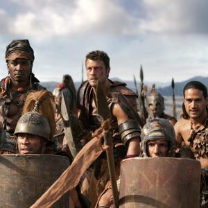 Still of Daniel Feuerriegel Pana Hema Taylor and Blessing Mokgohloa in Spartacus Blood and Sand 2010