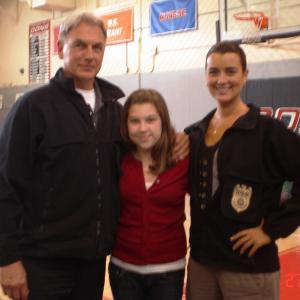 Summer with Mark Harmon and Cote de Pablo on the set of NCIS