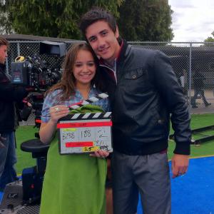 Ivan Bradara and Emily Wheaton on the set of 'The Slap'.