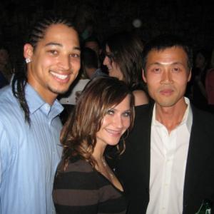 Model/Actor Dionte Holloway, Producer/Director Young Man Kang and Marta Cena at the Explore Talent Party in Hollywood.
