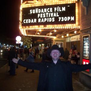 Joshua Ray Bell at the premier of Cedar Rapids