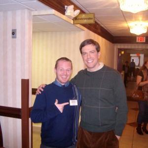 Joshua Ray Bell with Ed Helms on the set of Cedar Rapids