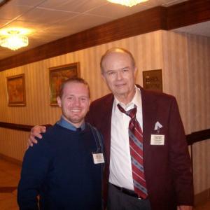 Joshua Ray Bell with Kurtwood Smith on the set of Cedar Rapids