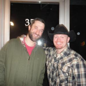 Joshua Ray Bell and Dustin Diamond on the set of A Dog for Christmas
