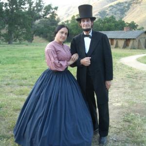 as Mary Surratt on the set of The Hunt for John Wilkes Booth 2006