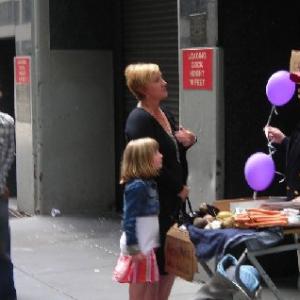 In the film Toxic Oranges as a balloon seller with little actress Zoe Considine and her Mom