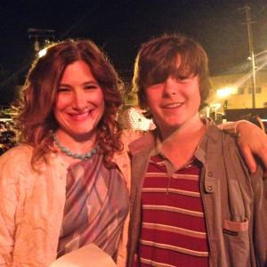 Kathryn Hahn and Kyle Donnery on the set of The Family Fang