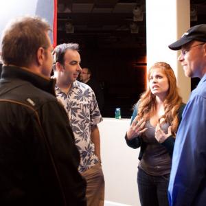 WriterActorComedian Thor Ramsey 1st AD Joth Riggs Deaf Actress Lexi Marman and ProducerDirectorActor Christopher Shawn Shaw on the set of SKIP LISTENING at Calvary Chapel Thousand Oaks CA 2010 wwwSkipListeningShortcom