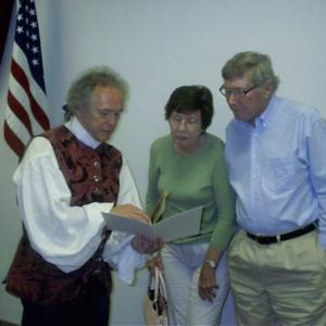 GregRobin Smith (G.Robin Smith) as Benjamin Franklin - LIVE! & In Person - ated. With audience members at Hill College in Hillsboro Texas. A Chautauqua (first-person interactive historical) presentation.