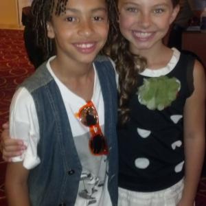 Jaden Betts with Caitlin Carmichael Alma from Doc McStuffins at the Wiener Dog Nationals premiere