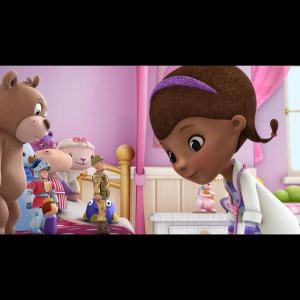A private screening of Doc McStuffins for veterans, friends and family with the First Lady Michelle Obama at The White House for Veterans Day 2014.