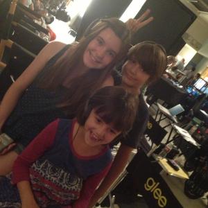 Rose on the set of Glee watching her uncle with her brother  sister