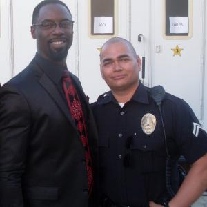 Working a feature with Isaiah Washington.