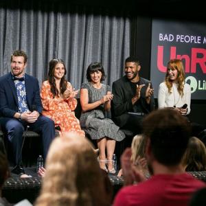 Ashley Scott, Josh Kelly, Shiri Appleby, Constance Zimmer, Jeffrey Bowyer-Chapman and Breeda Wool attend SAG Foundation's 'Conversations' series screening of 'UnREAL' at SAG Foundation Actors Center on September 23, 2015 in Los Angeles, Ca.