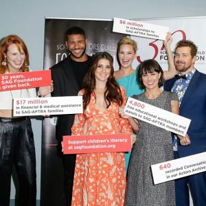 Actors Breeda Wool, Jeffrey Bowyer-Chapman, Shiri Appleby, Ashley Scott, Constance Zimmer and Josh Kelly attend SAG Foundation's 'Conversations' series screening of 'UnREAL' at SAG Foundation Actors Center on September 23, 2015 in Los Angeles, California.
