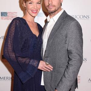 Actress Ashley Scott and her husband Steve Hart attend Los Angeles screening of Americons at ArcLight Cinemas on January 22 2015 in Hollywood California