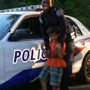 Drew Davis as Leo with his onscreen mother Tracy Nash actress Enuka Okuma from the TV series Rookie Blue