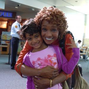 Drew Davis with Actress Beverly Todd on the set of 