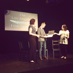 Collecting the prize for Best Short Film at The Los Angeles Spotlight Film Festival